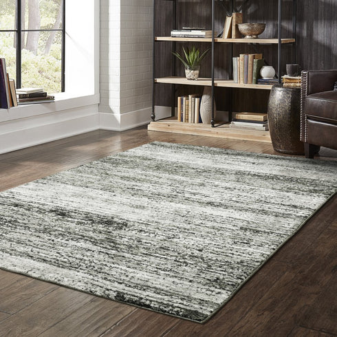 2' X 8' Gold And Slate Abstract Runner Rug